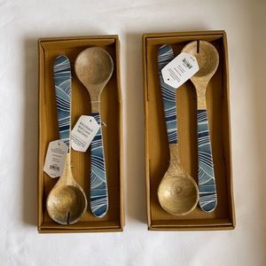 Thirstystone Wood & Enamel Salad Servers Set of brand new with Tags.
